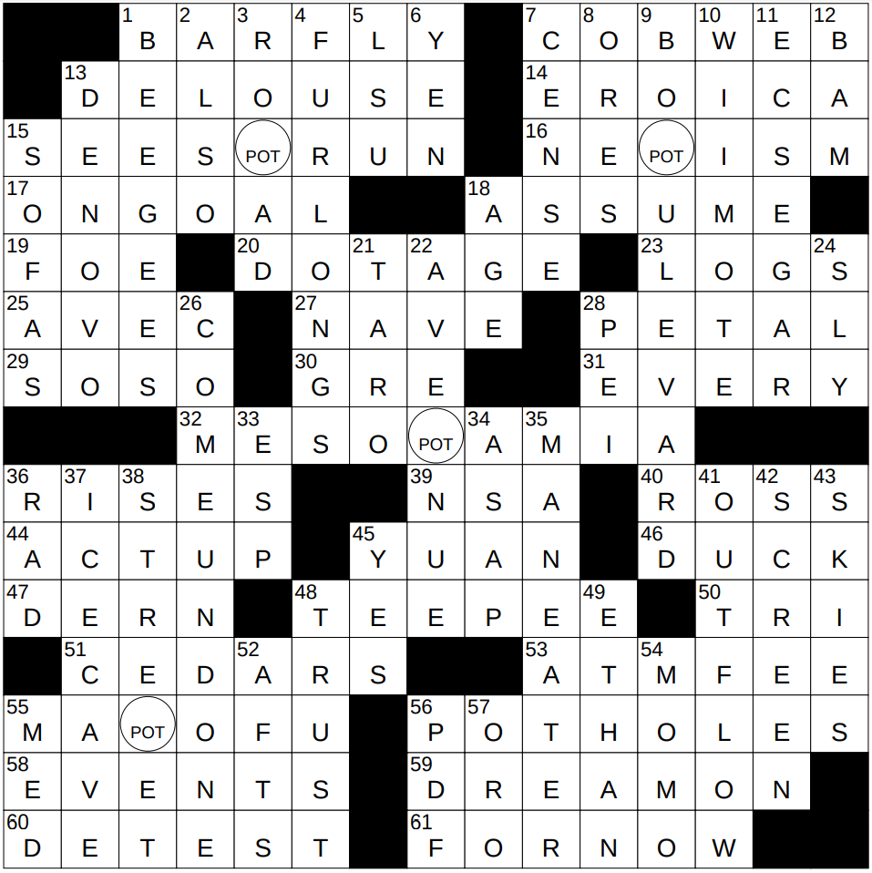 0123 25 NY Times Crossword 23 Jan 25 Thursday NYXCrossword