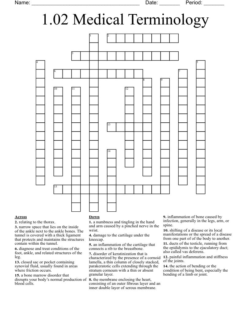 1 02 Medical Terminology Crossword WordMint 1 02 Medical Terminology Crossword WordMint
