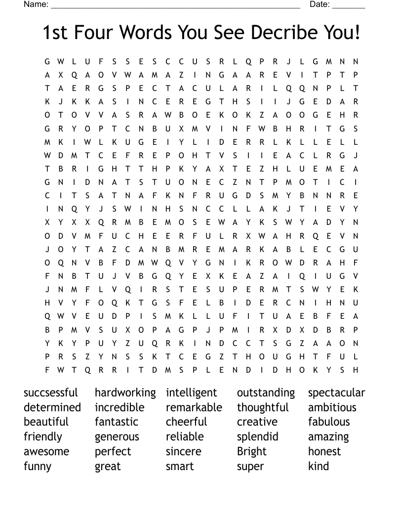 1st Four Words You See Decribe You Word Search WordMint