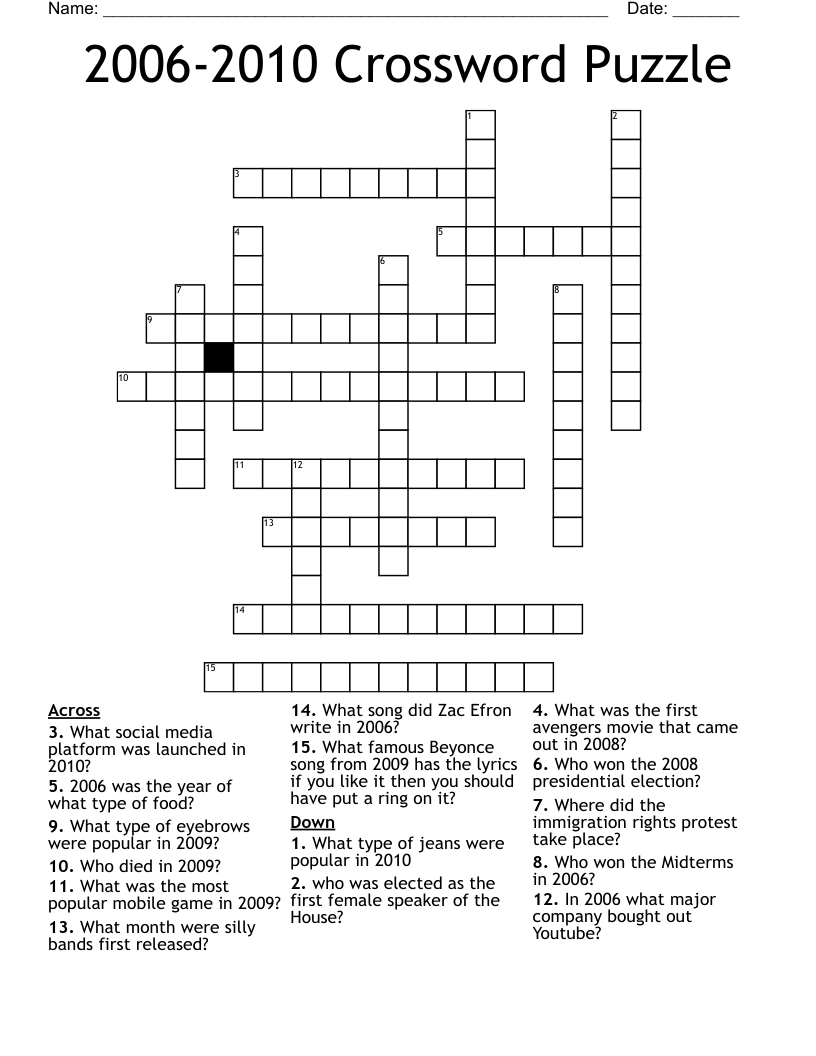 2006 2010 Crossword Puzzle WordMint 2006 2010 Crossword Puzzle WordMint