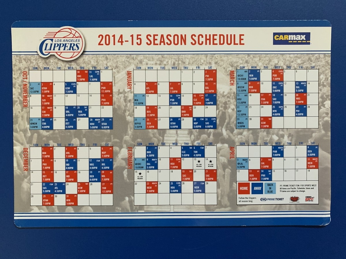 2014 15 LOS ANGELES CLIPPERS MAGNET SCHEDULE SKED CARMAX EBay