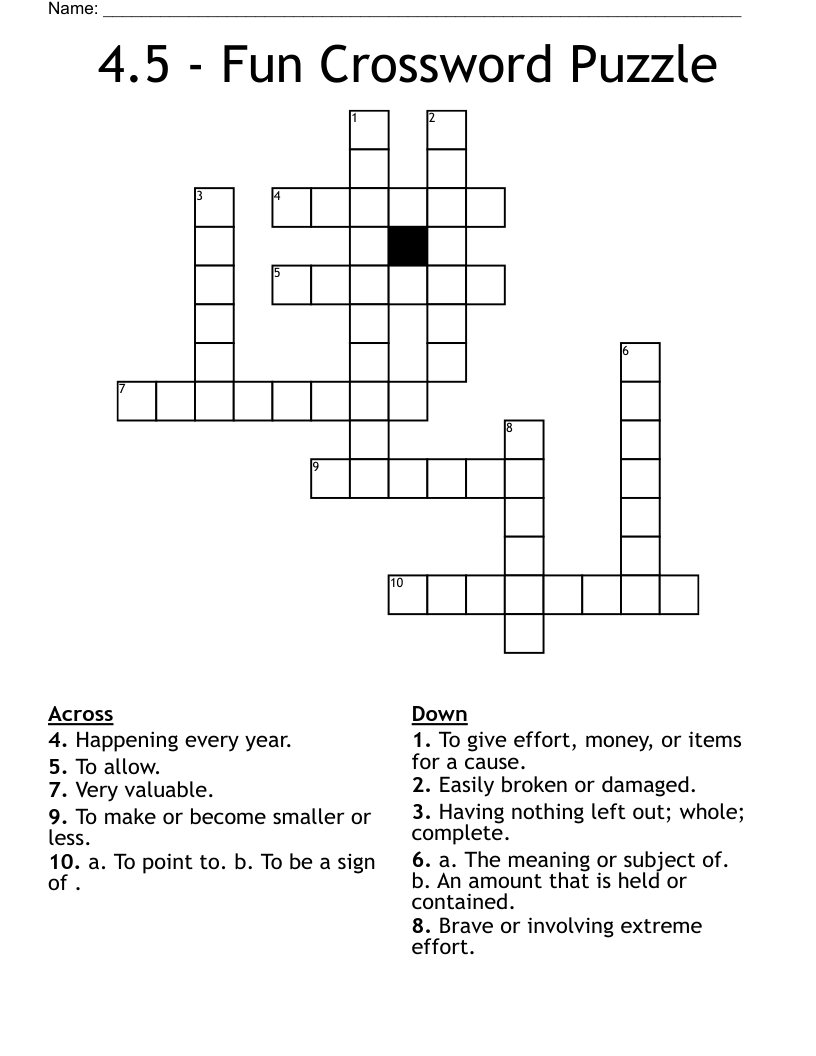 4 5 Fun Crossword Puzzle WordMint 4 5 Fun Crossword Puzzle WordMint