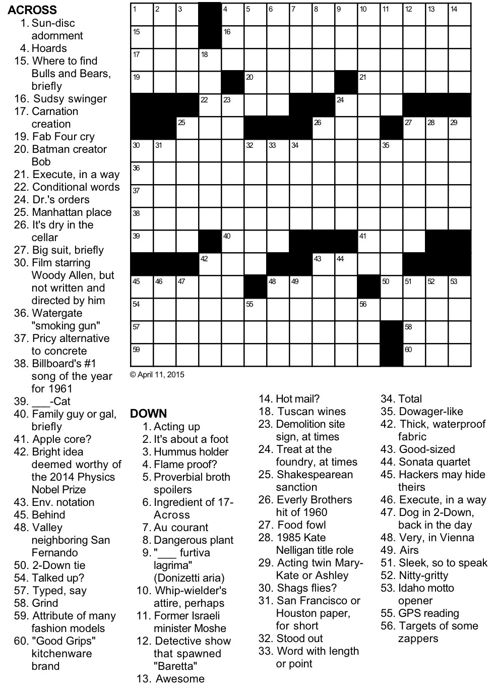 4 Play Crossword Puzzle 4 Play Crossword Puzzle