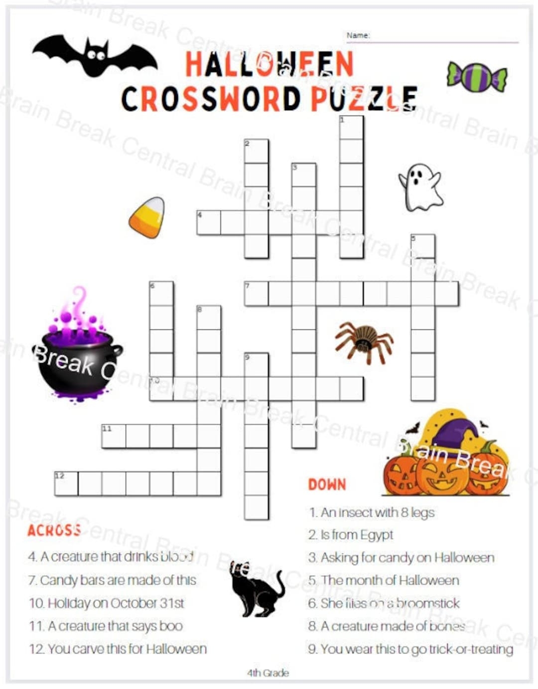 halloween crossword printable halloween crossword printable