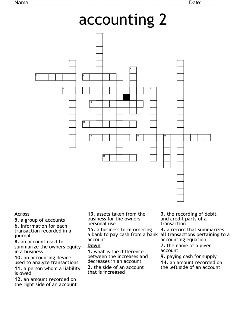 Accounting 2 Crossword WordMint
