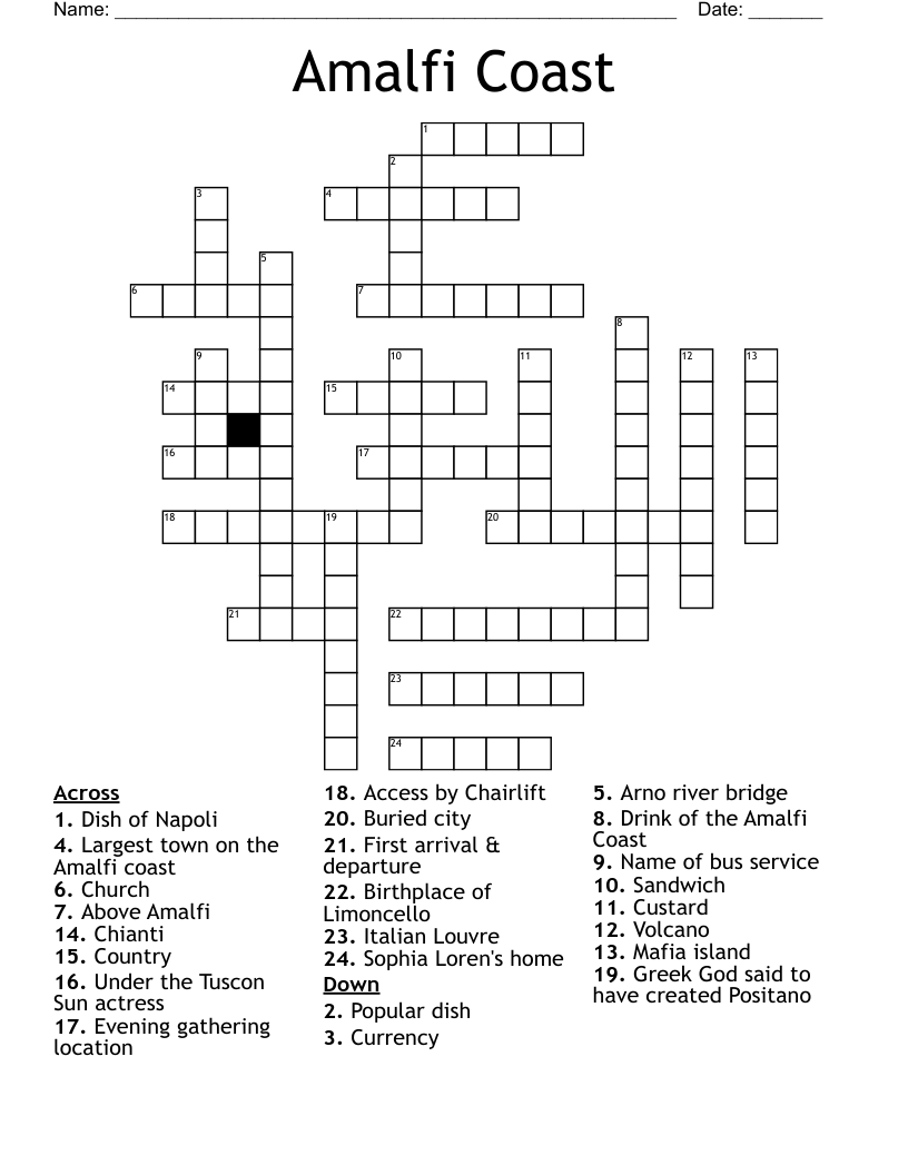 Amalfi Coast Crossword WordMint