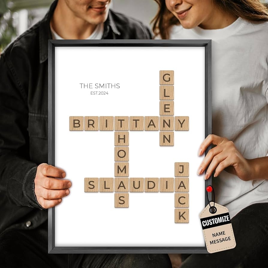 Amazon Custom Crossword Puzzle Wall Art Poster Prints Personalized Family Names Scrabble Art Prints Wall Hanging Decor Unique Alphabet Crossword Art Poster Family Housewarming Gifts Portrait Posters Prints