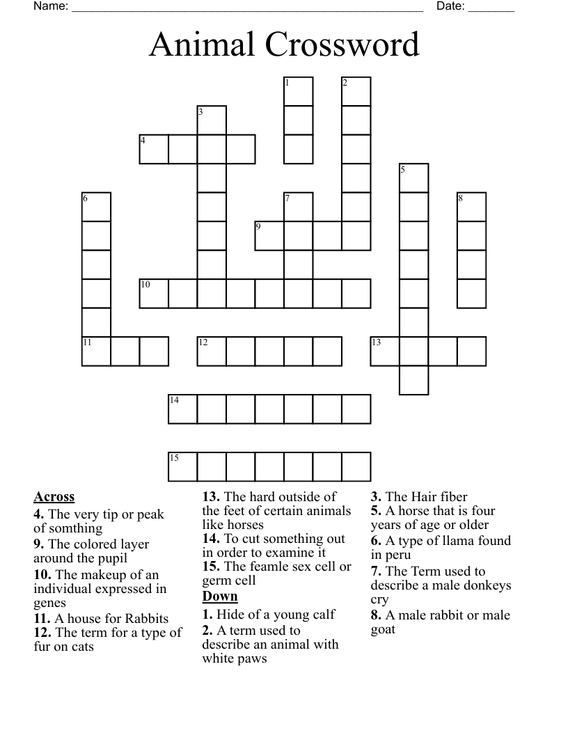 Animal Crossword WordMint