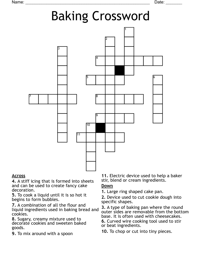 Baking Crossword WordMint