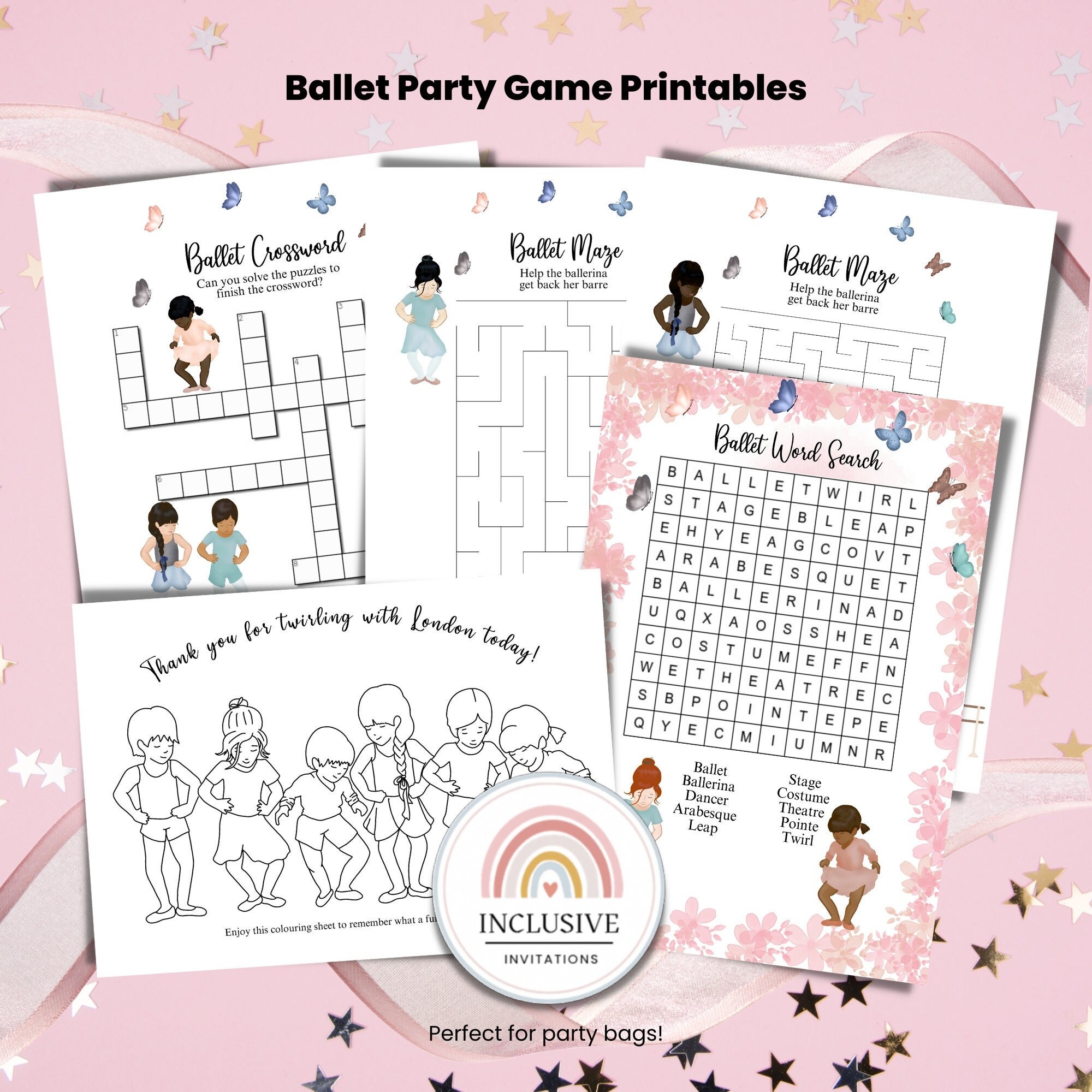 Ballet Birthday Party Games Printables Editable Lolly Bag Fillers digital Download Etsy Ballet Birthday Party Games Printables Editable Lolly Bag Fillers digital Download Etsy