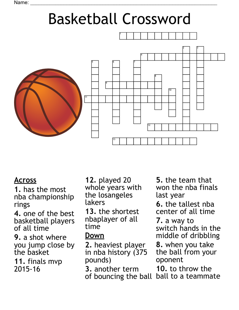 Basketball Terms Crossword WordMint