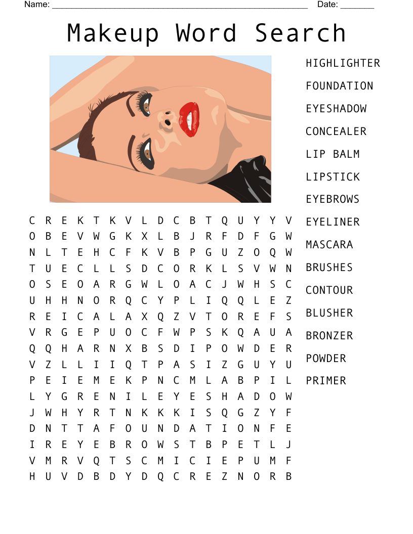 BEAUTY PRODUCTS AND BRANDS Word Search WordMint BEAUTY PRODUCTS AND BRANDS Word Search WordMint