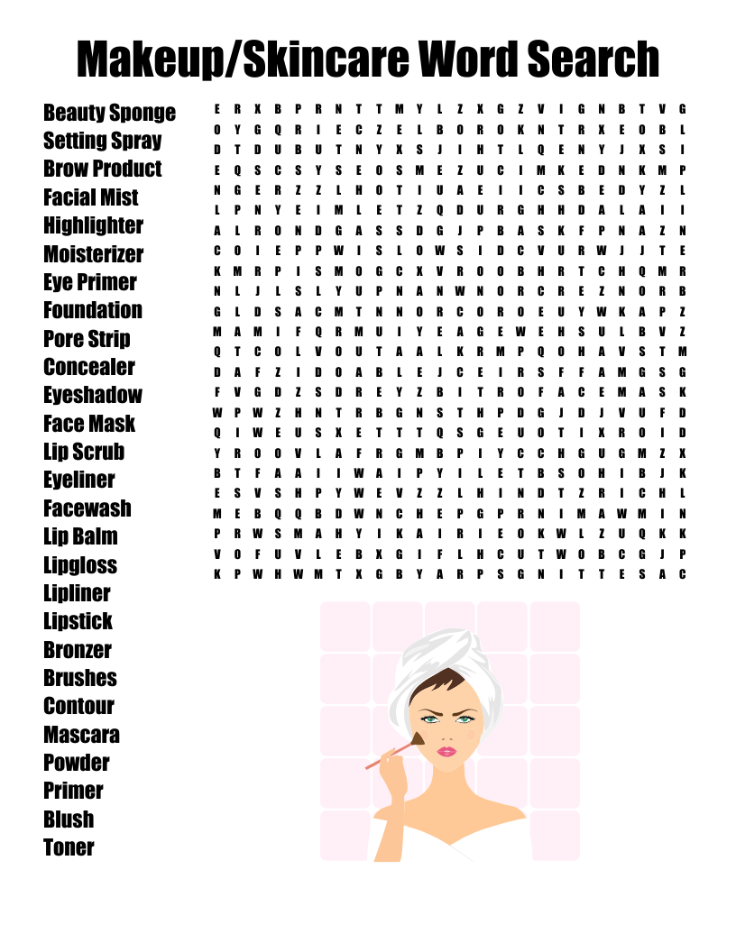 BEAUTY PRODUCTS AND BRANDS Word Search WordMint BEAUTY PRODUCTS AND BRANDS Word Search WordMint