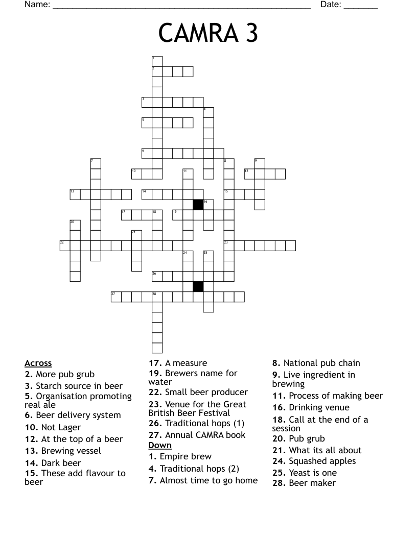 BEER Crossword WordMint