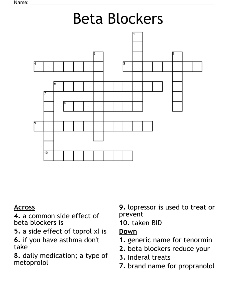 Beta Blockers Crossword WordMint