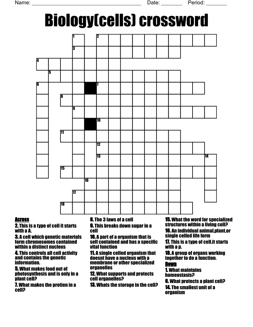 single cell organism crossword