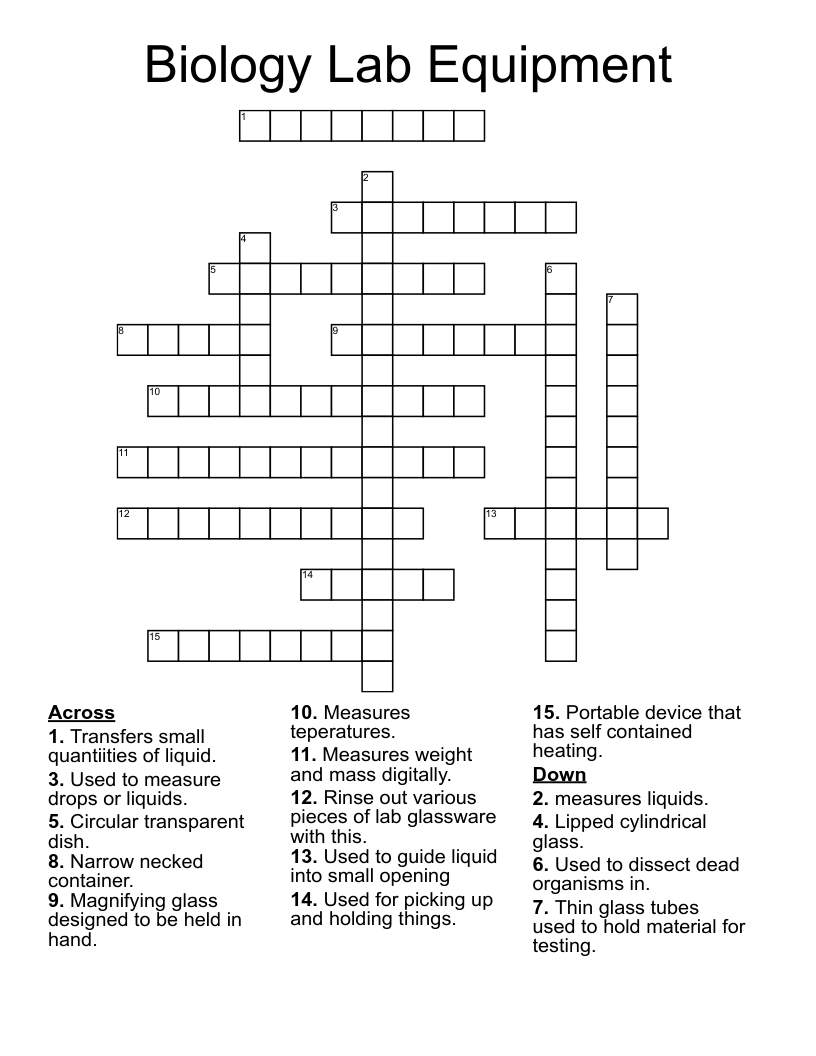 Biology Lab Equipment Crossword WordMint Biology Lab Equipment Crossword WordMint
