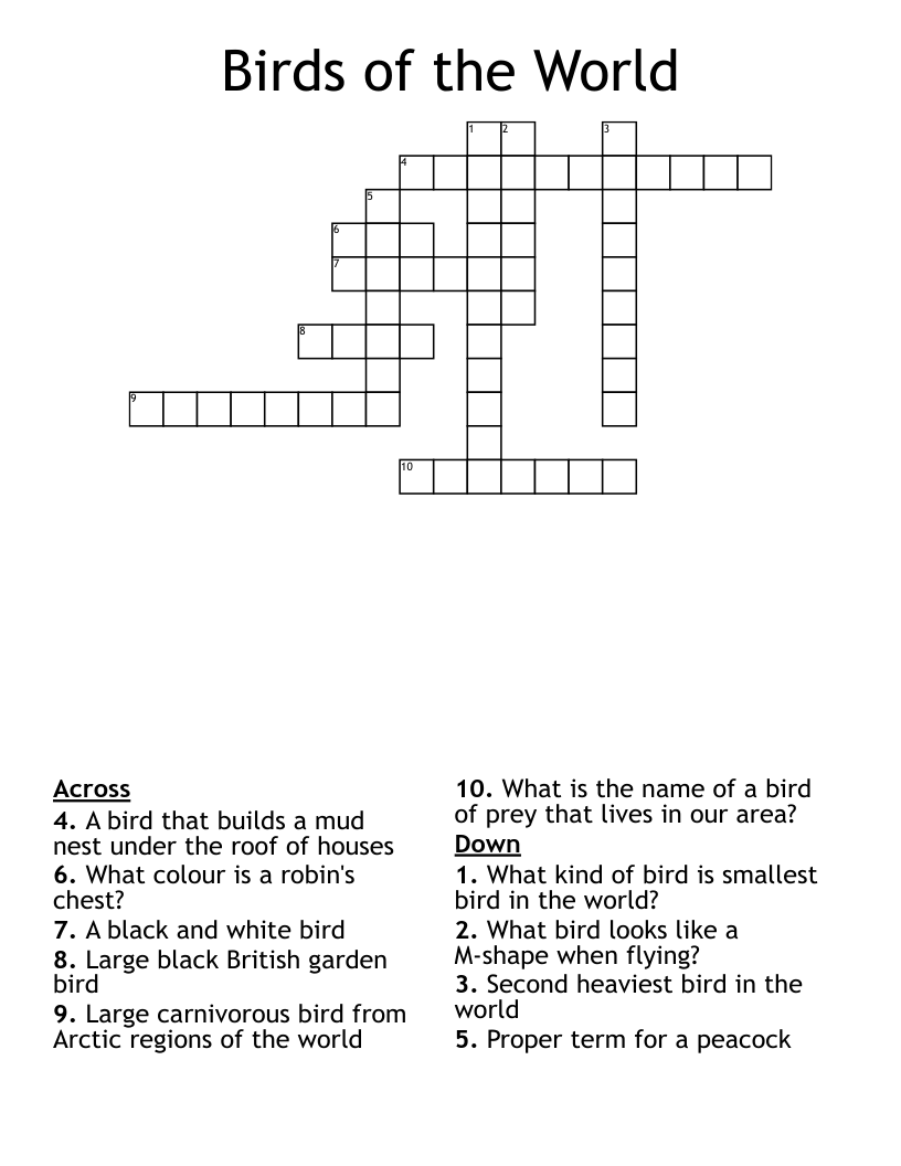 Bird Crossword WordMint
