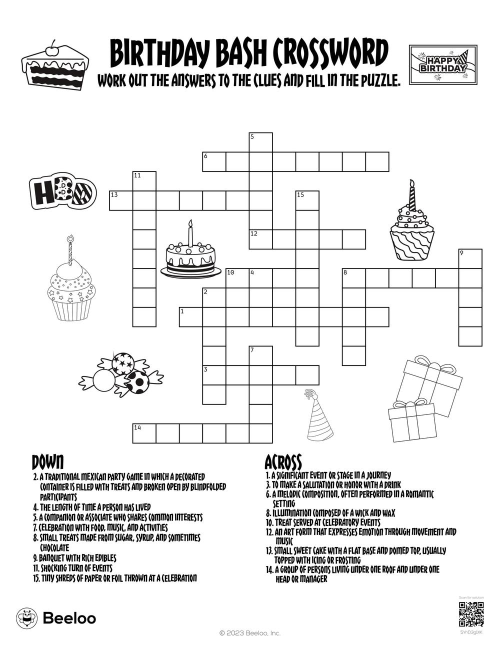 Birthday themed Crossword Puzzles Beeloo Printable Crafts And Activities For Kids Birthday themed Crossword Puzzles Beeloo Printable Crafts And Activities For Kids