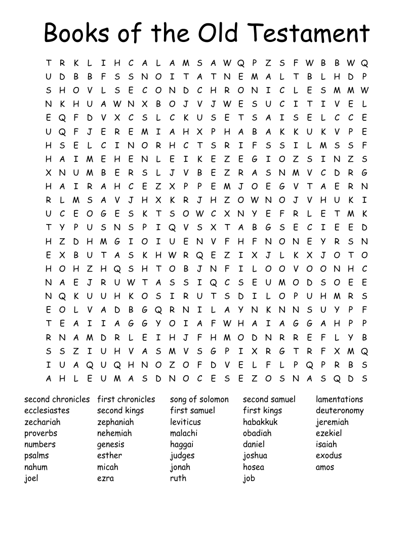 Books Of The Old Testament Crossword WordMint Books Of The Old Testament Crossword WordMint