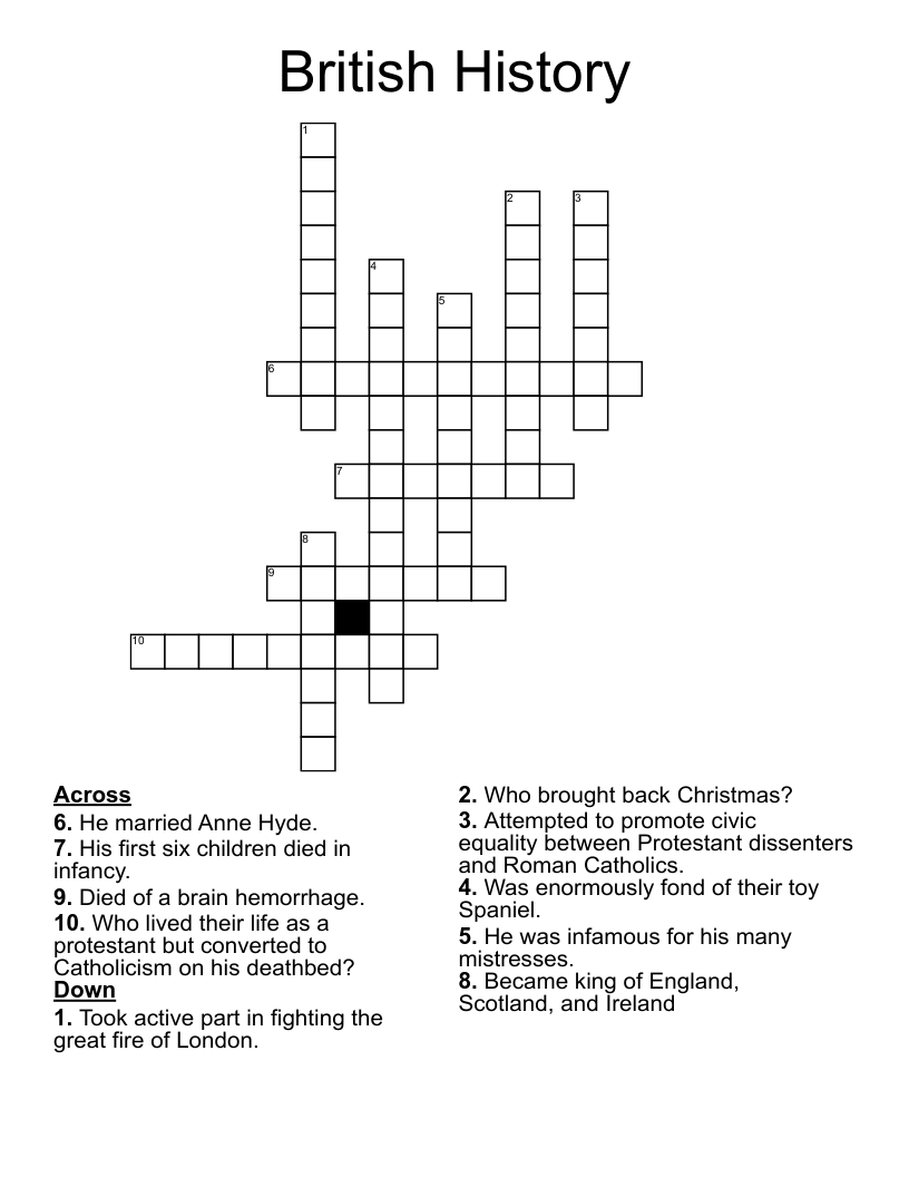 British History Crossword WordMint British History Crossword WordMint