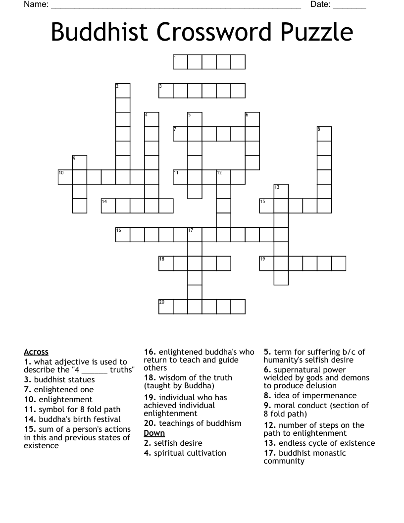 Buddhist Crossword Puzzle WordMint Buddhist Crossword Puzzle WordMint