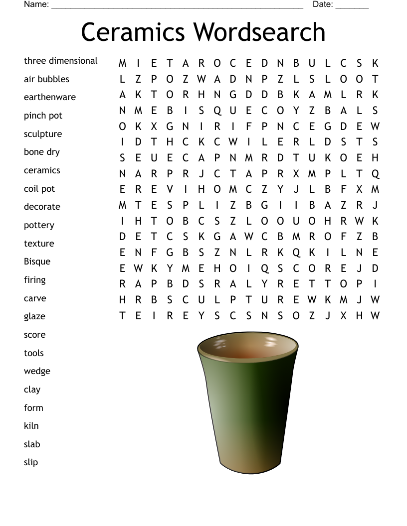Ceramics Wordsearch WordMint