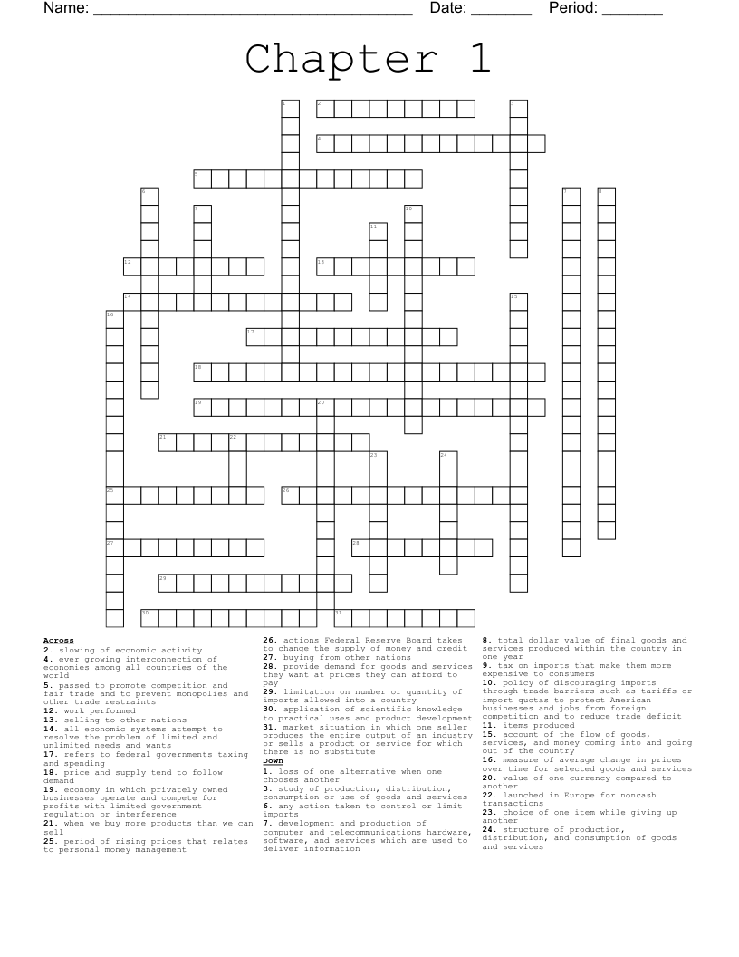 Chapter 1 Crossword WordMint