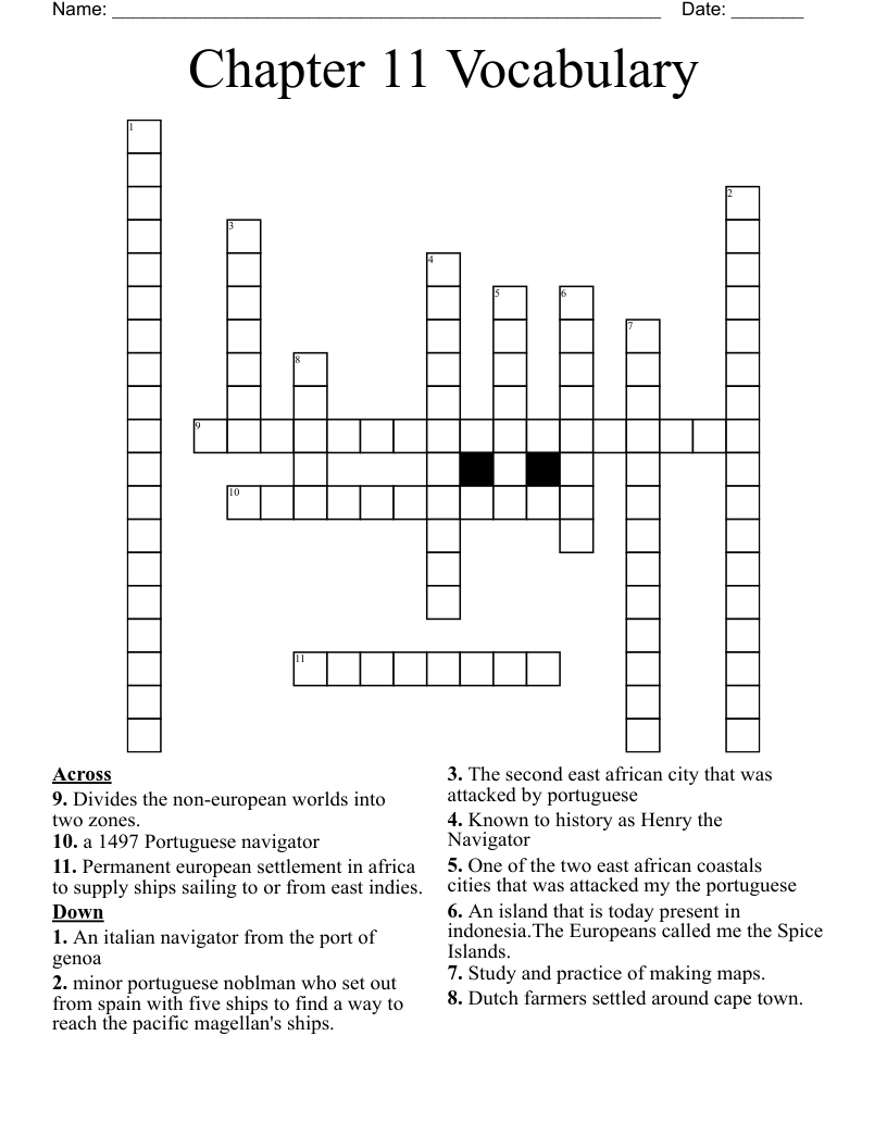 Chapter 11 Vocabulary Crossword WordMint Chapter 11 Vocabulary Crossword WordMint