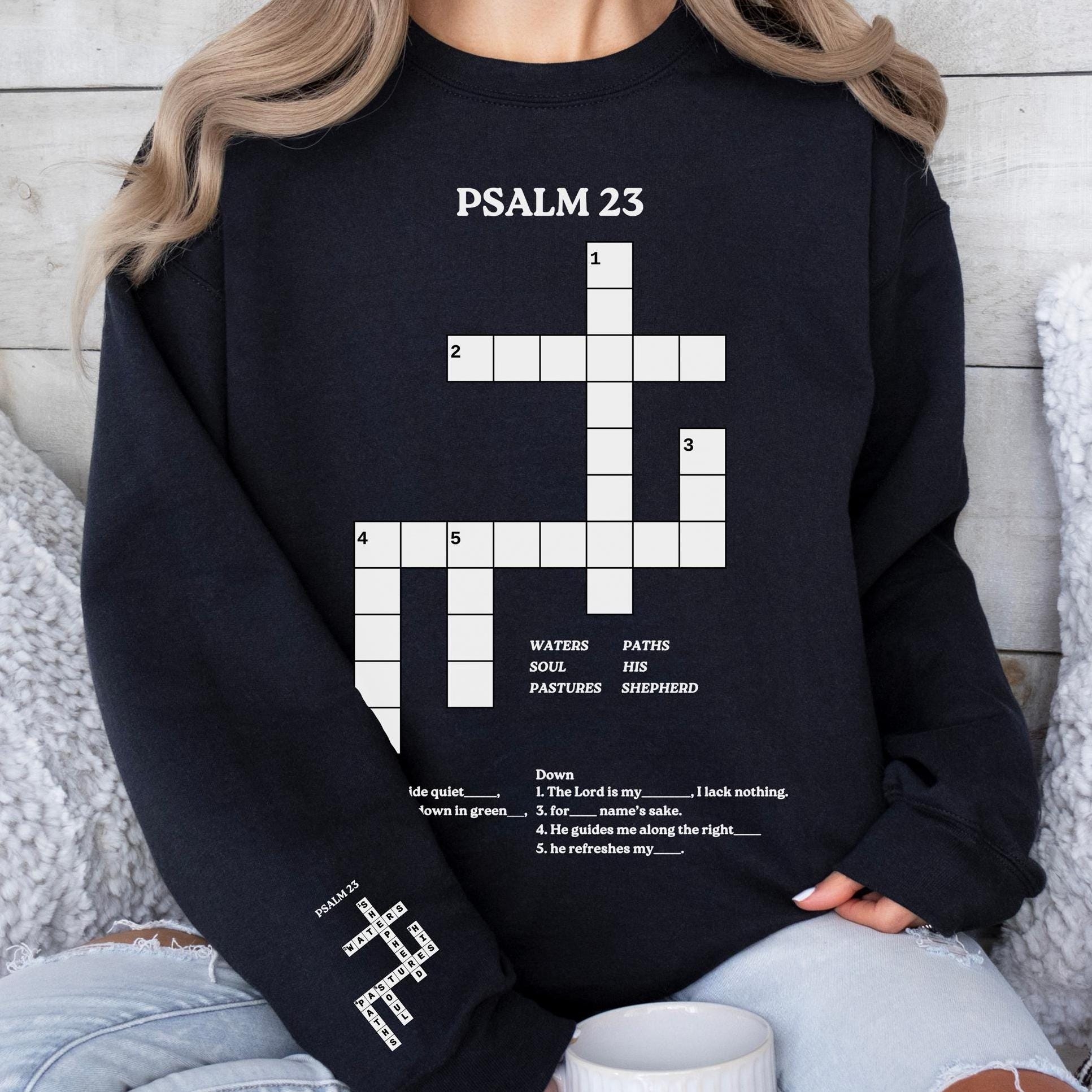 Christian Sweatshirt Psalm 23 Crossword Shirt Religious Gift For Women Of Faith Men Of Faith Christian Clothing Crossword Puzzle Lover Etsy