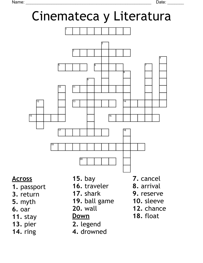 Cinemateca Y Literatura Crossword WordMint Cinemateca Y Literatura Crossword WordMint