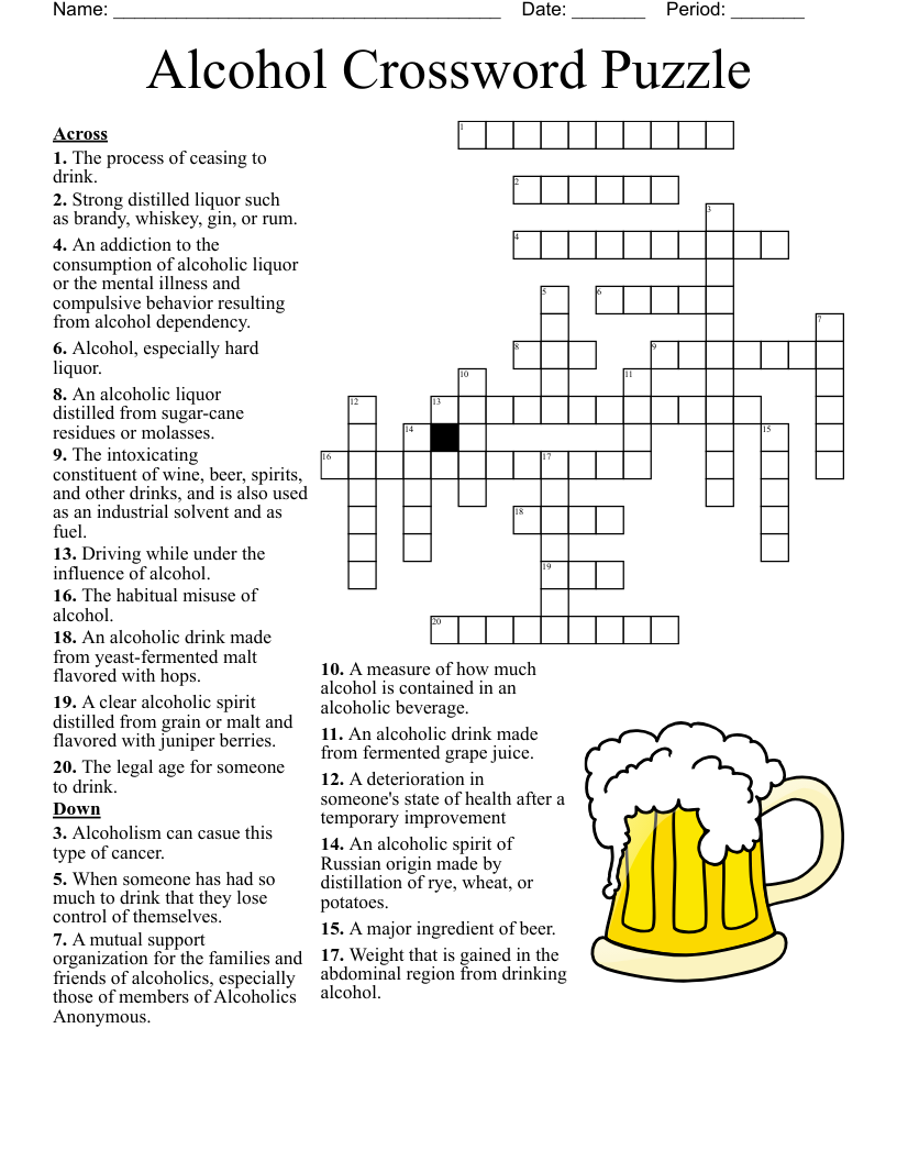 Classic Cocktails Crossword WordMint