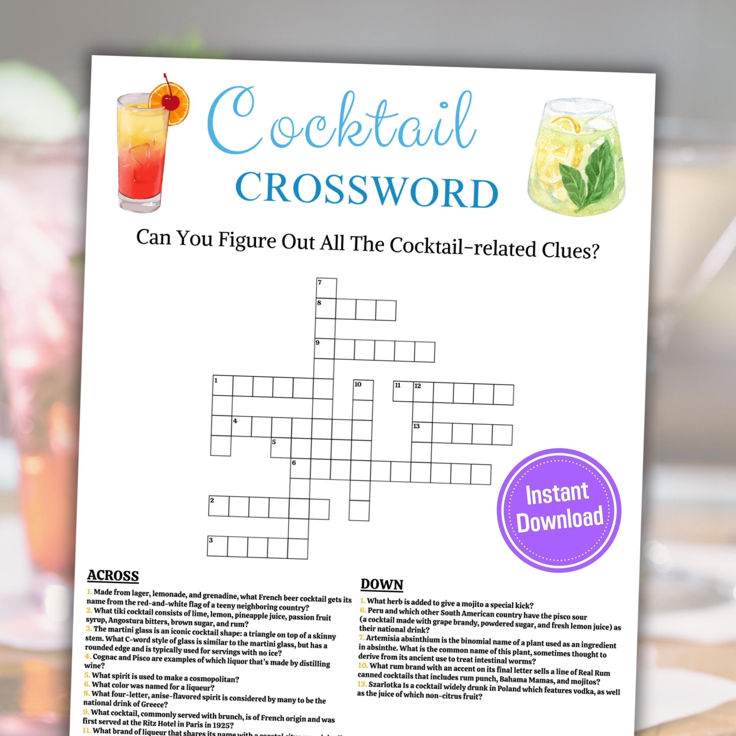 whiskey cocktail crossword