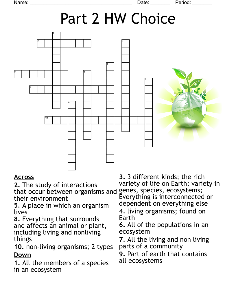 Community Ecology Crossword WordMint Community Ecology Crossword WordMint