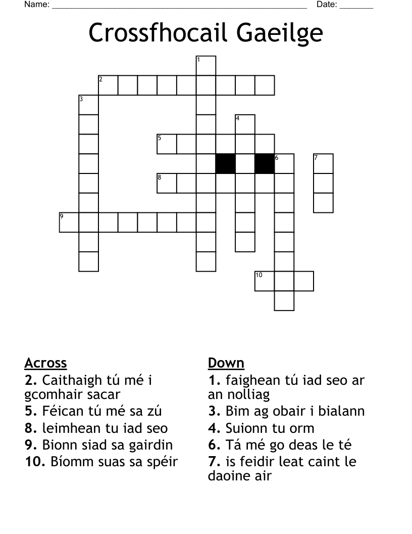 Crossfhocail Gaeilge Crossword WordMint