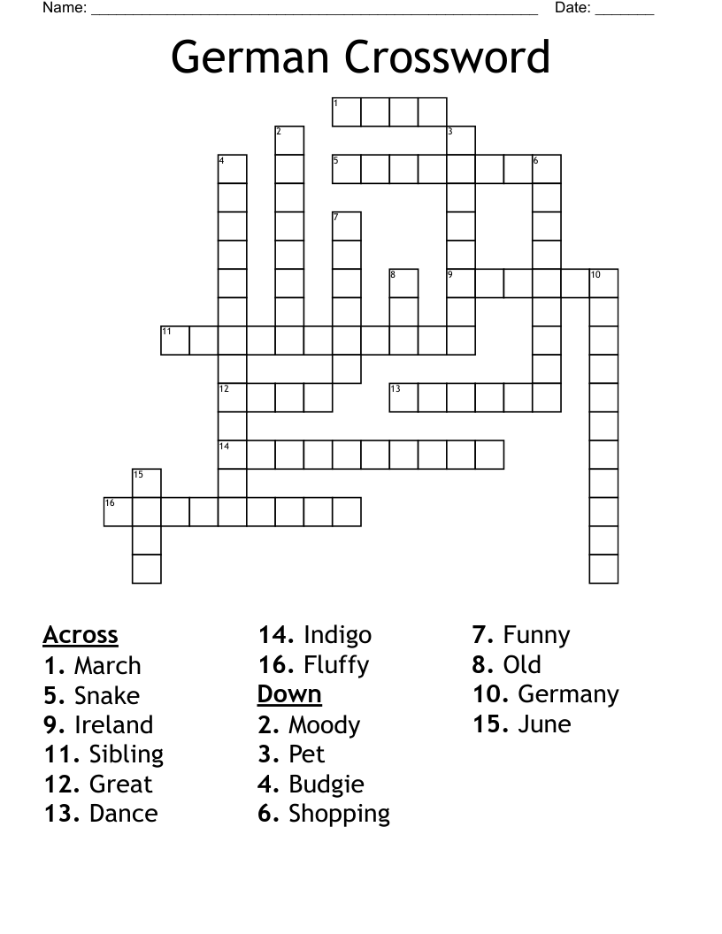 Crossword German Article Crossword German Article