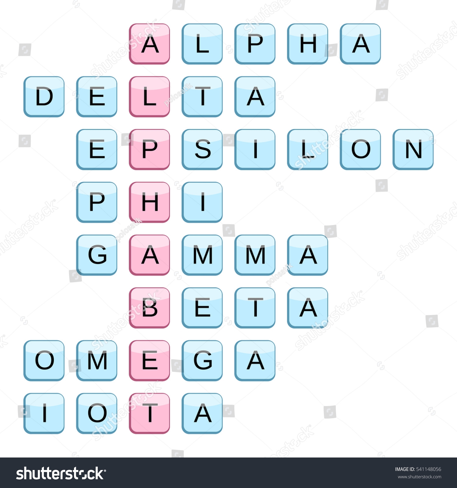 Crossword Word Alphabet Names Greek Letters Stock Vector Royalty Free 541148056 Shutterstock
