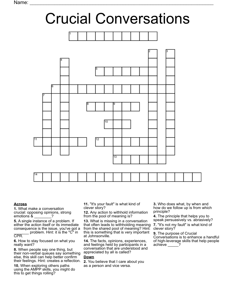 Crucial Conversations Crossword WordMint Crucial Conversations Crossword WordMint