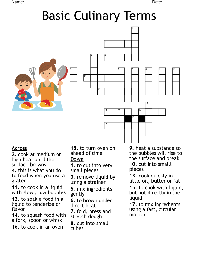Culinary Terms Crossword WordMint Culinary Terms Crossword WordMint