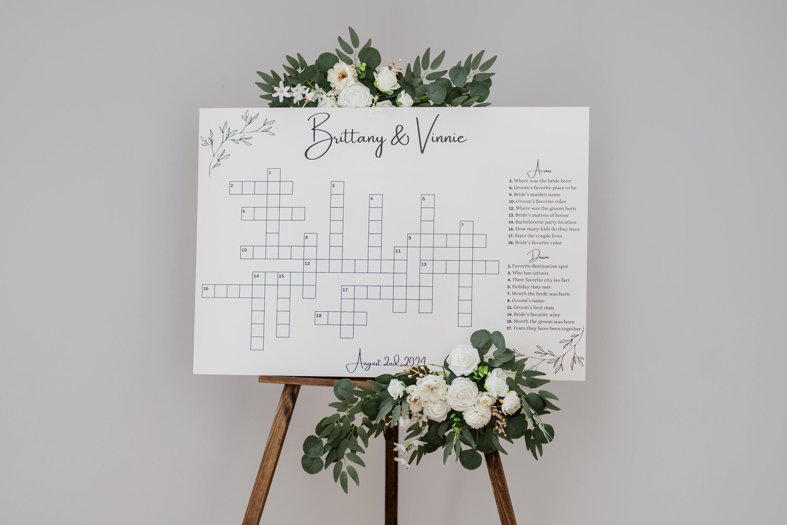 Custom Dry Erase Wedding Crossword Sip And Solve Large Print Shipped Directly To Home Etsy