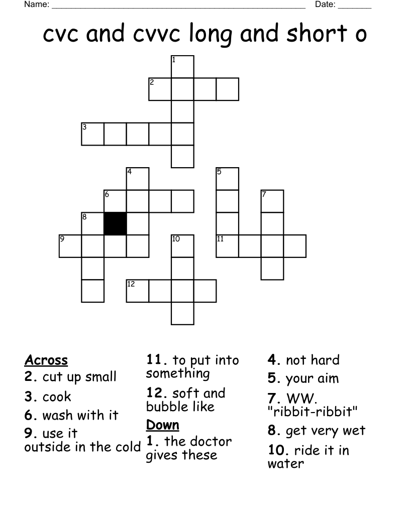 Cvc And Cvvc Long And Short O Crossword WordMint Cvc And Cvvc Long And Short O Crossword WordMint