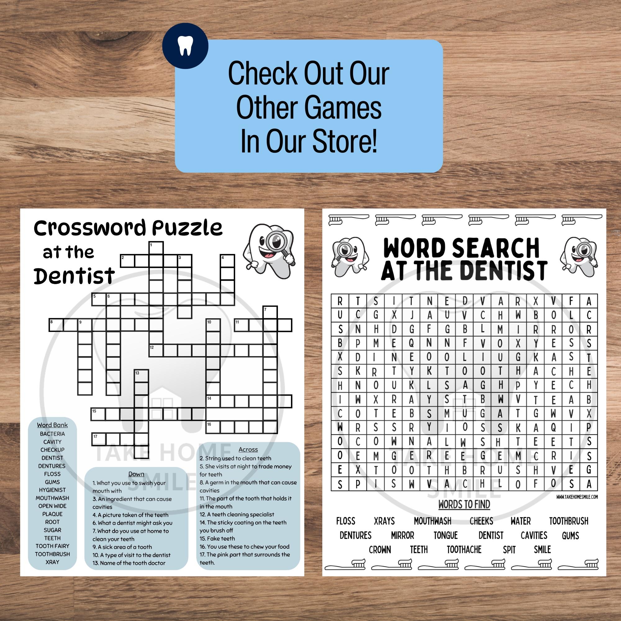 Dental Crossword Puzzle For Waiting Room New Pediatric Dentist Office Dental Game Pediatric Dental Office Gift Digital Download For Teachers Etsy