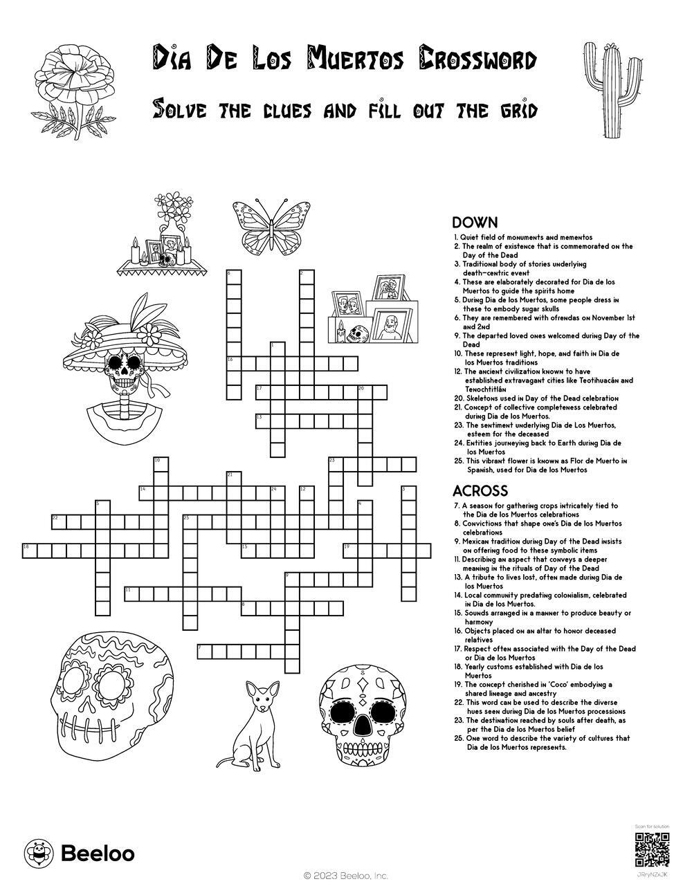 Dia De Los Muertos Crossword Beeloo Printable Crafts And Activities For Kids Dia De Los Muertos Crossword Beeloo Printable Crafts And Activities For Kids