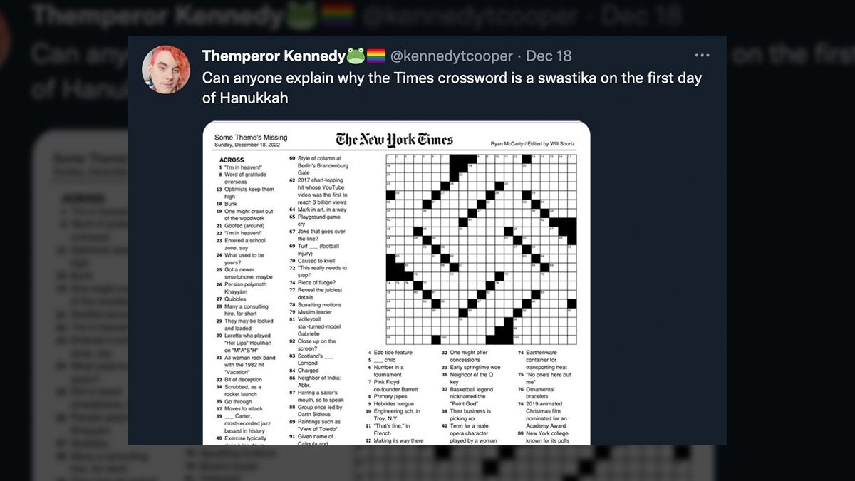 Did NY Times Publish What Some Said Was A Swastika Shaped Crossword Puzzle Snopes Did NY Times Publish What Some Said Was A Swastika Shaped Crossword Puzzle Snopes