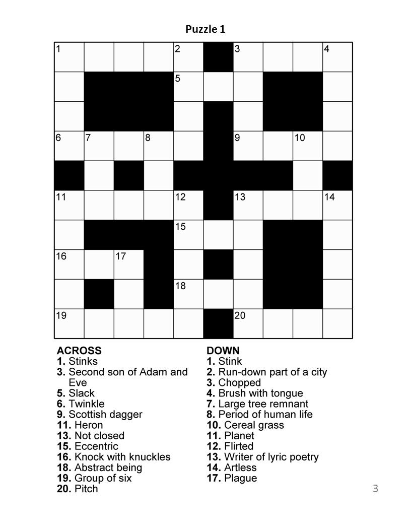 easy crosswords printable
