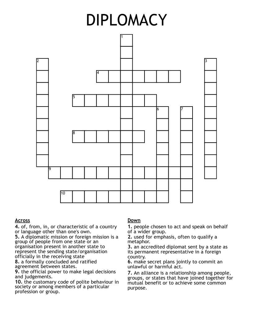 DIPLOMACY Crossword WordMint DIPLOMACY Crossword WordMint
