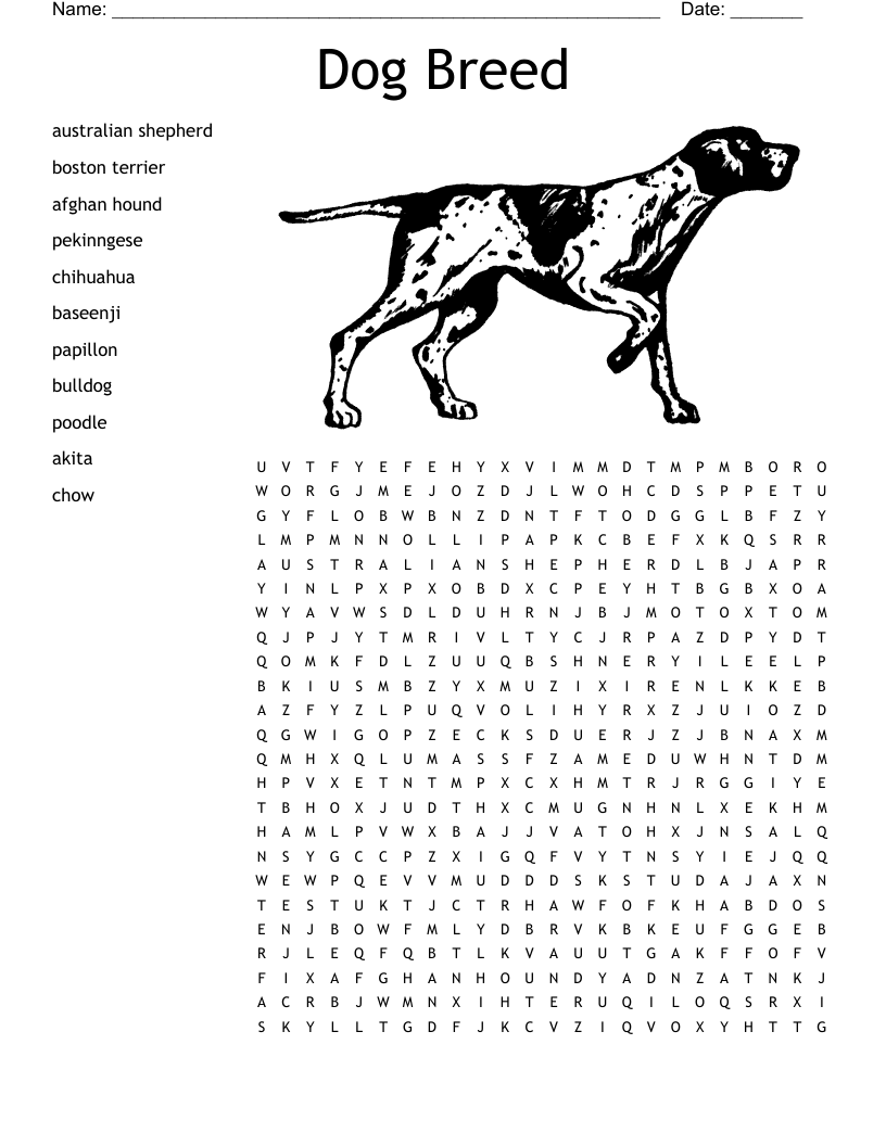 Dog Breeds Crossword WordMint