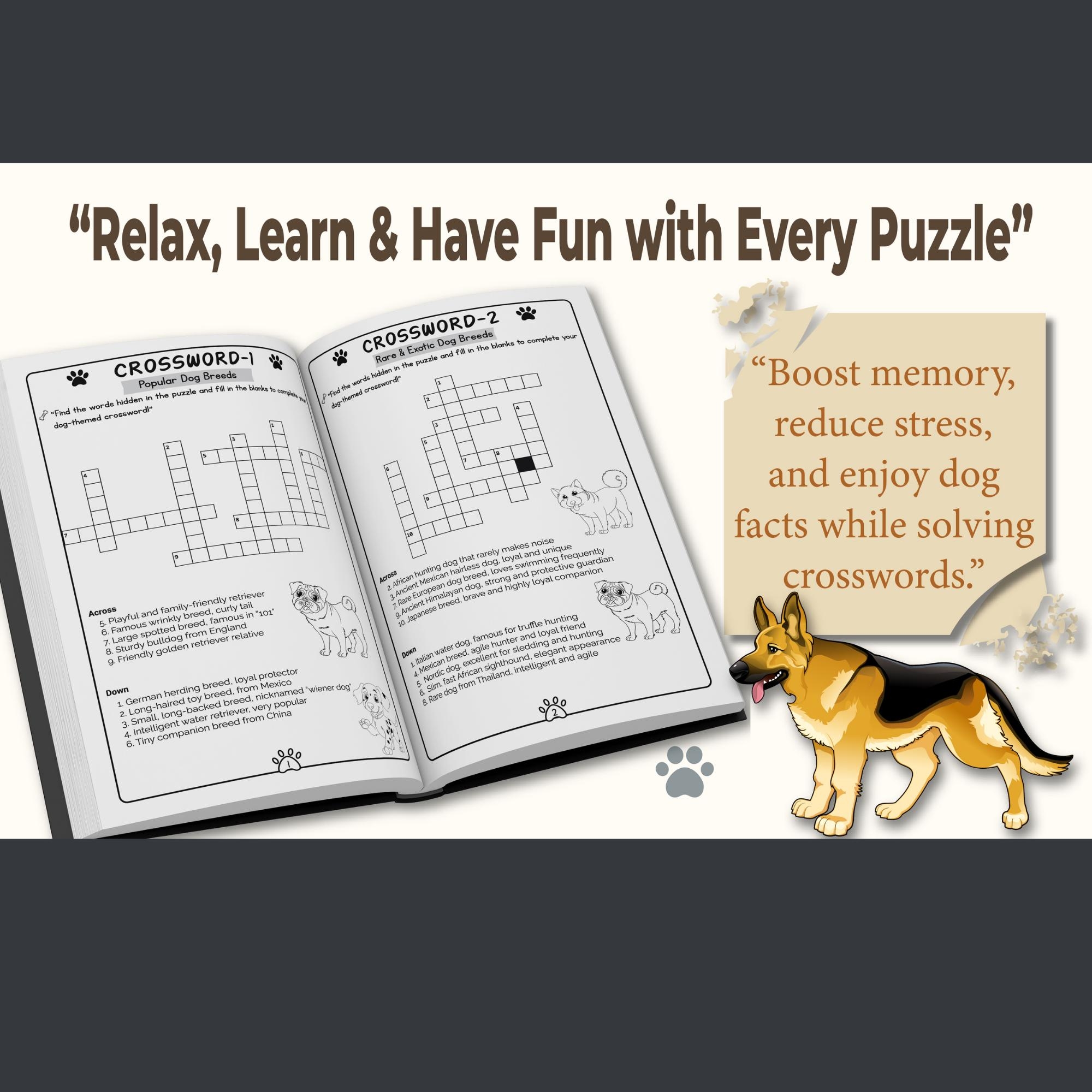 Dog Crossword Puzzle Book Large Print Beginner digital Download Etsy Israel