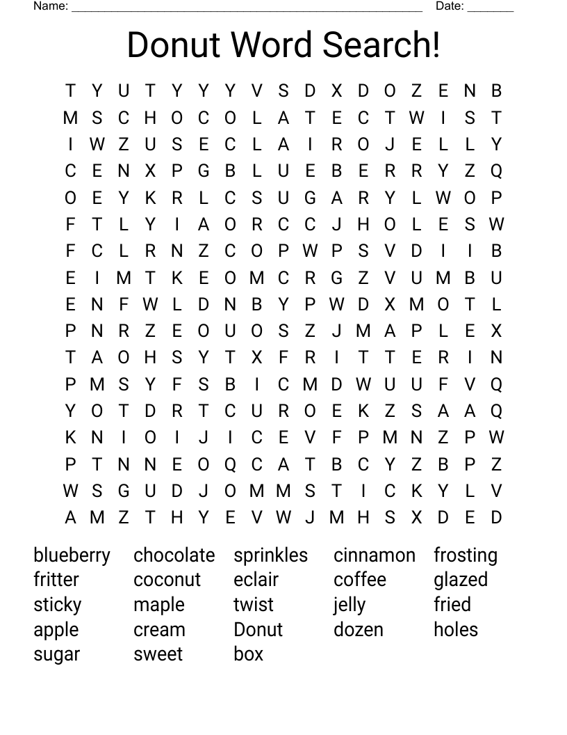 Donut Word Search WordMint Donut Word Search WordMint