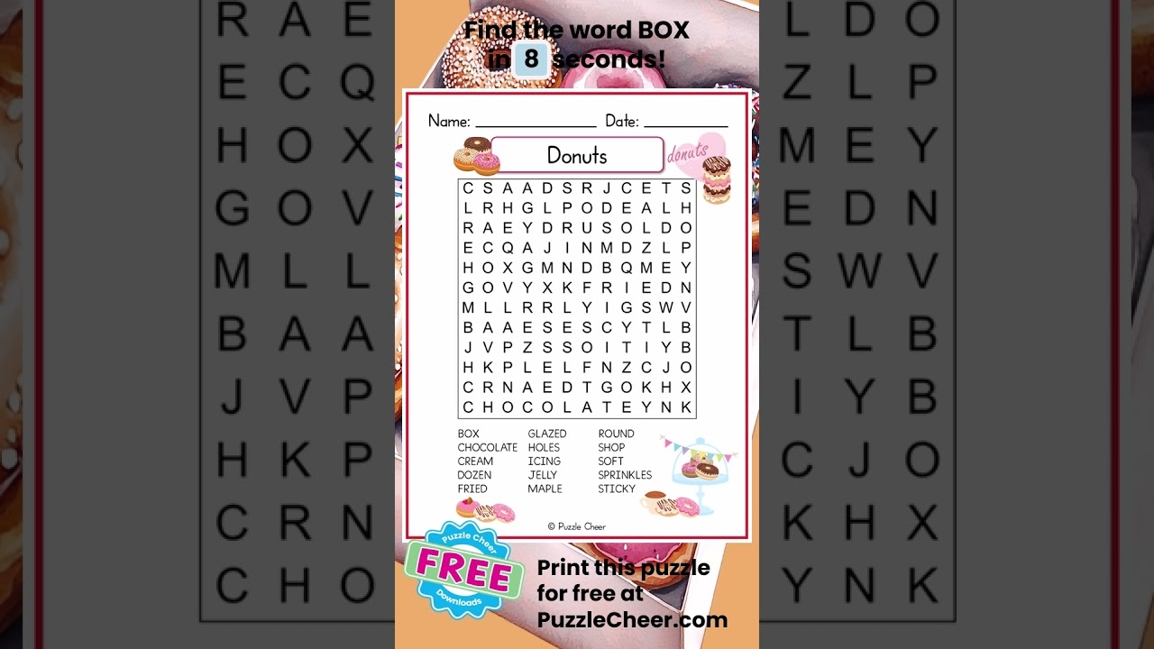 Donuts Mini Crossword Puzzle Puzzle Cheer Donuts Mini Crossword Puzzle Puzzle Cheer